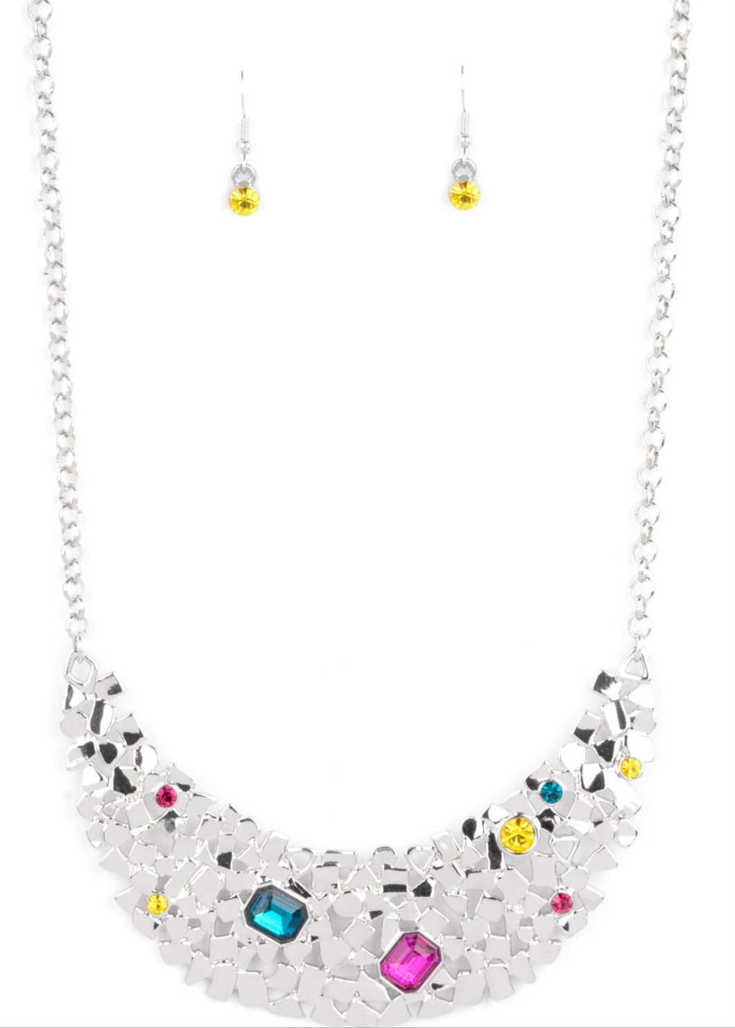 Fabulously Fragmented Multicolor Necklace and Earrings