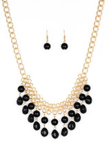 Load image into Gallery viewer, 5th Avenue Fleek Black and Gold Necklace and Earrings
