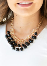 Load image into Gallery viewer, 5th Avenue Fleek Black and Gold Necklace and Earrings

