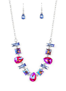 "Interstellar Ice" Multicolor Necklace and Earrings