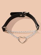 Load image into Gallery viewer, &quot;Heart Obsession&quot; Black Leather Choker Necklace
