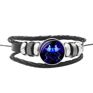 Cycle of the Stars Black Men's/Unisex Bracelet (Choose from 12 zodiac signs)