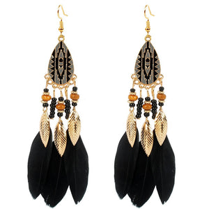 "Down with Tribal" Black Feather Earrings