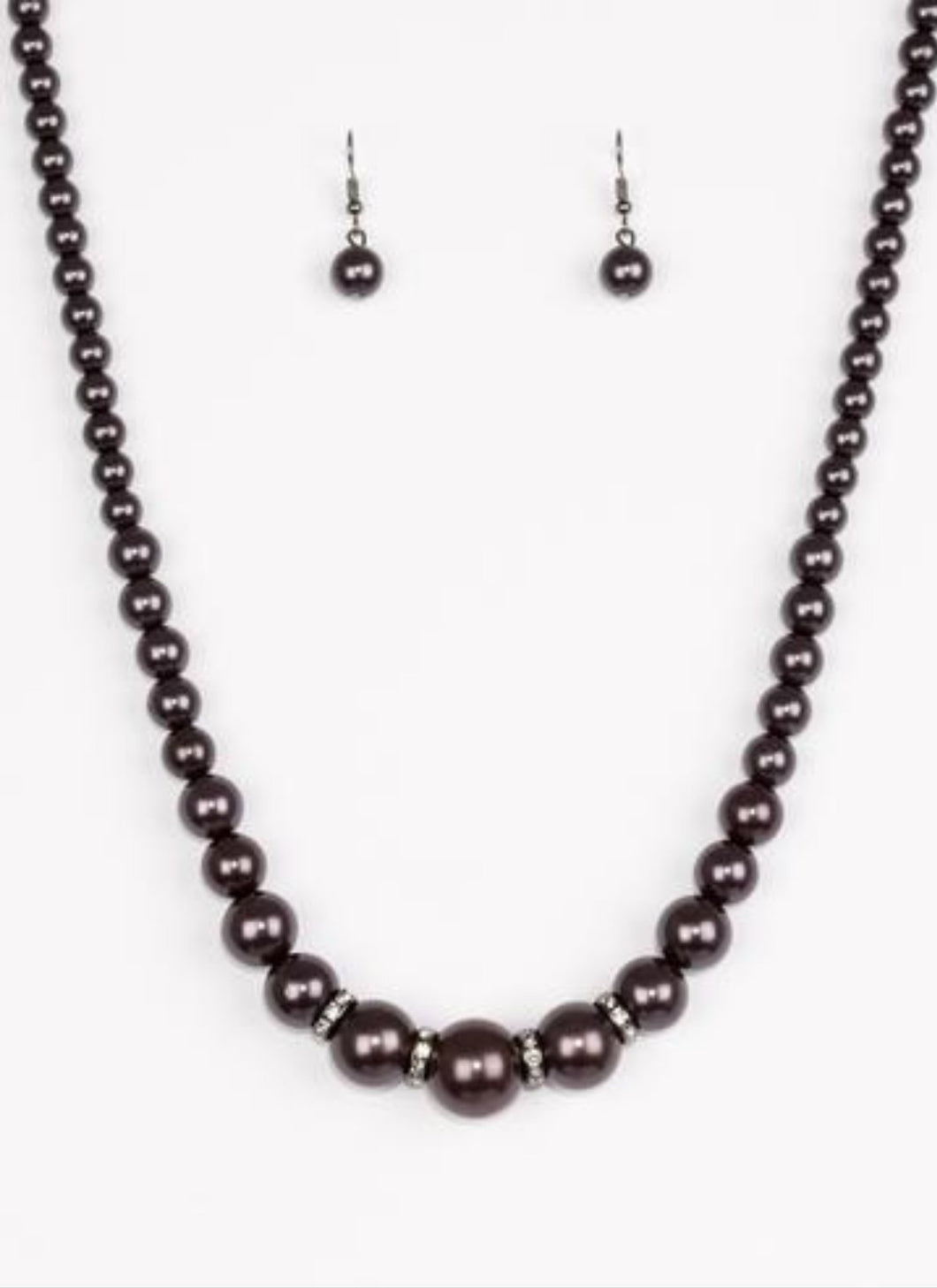 Party Pearls Black Pearl Necklace and Earrings