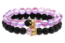 Load image into Gallery viewer, Prismatic Crowns Pink and Black Bracelet Set
