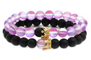 Prismatic Crowns Pink and Black Bracelet Set