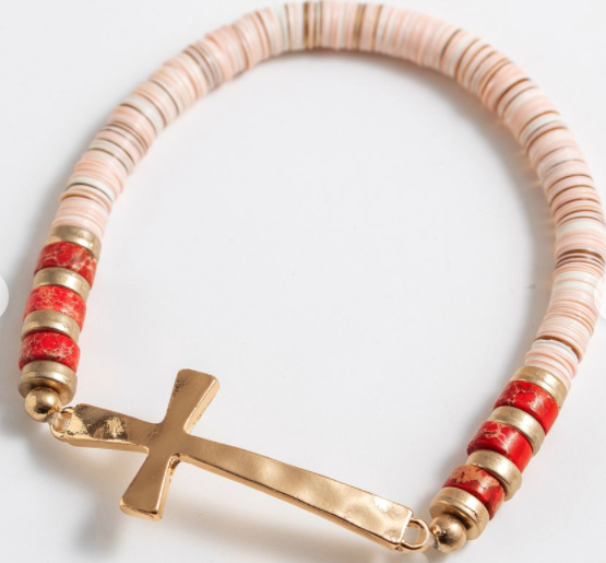 Spiritual Pink/Multicolored Stretchy Bracelet