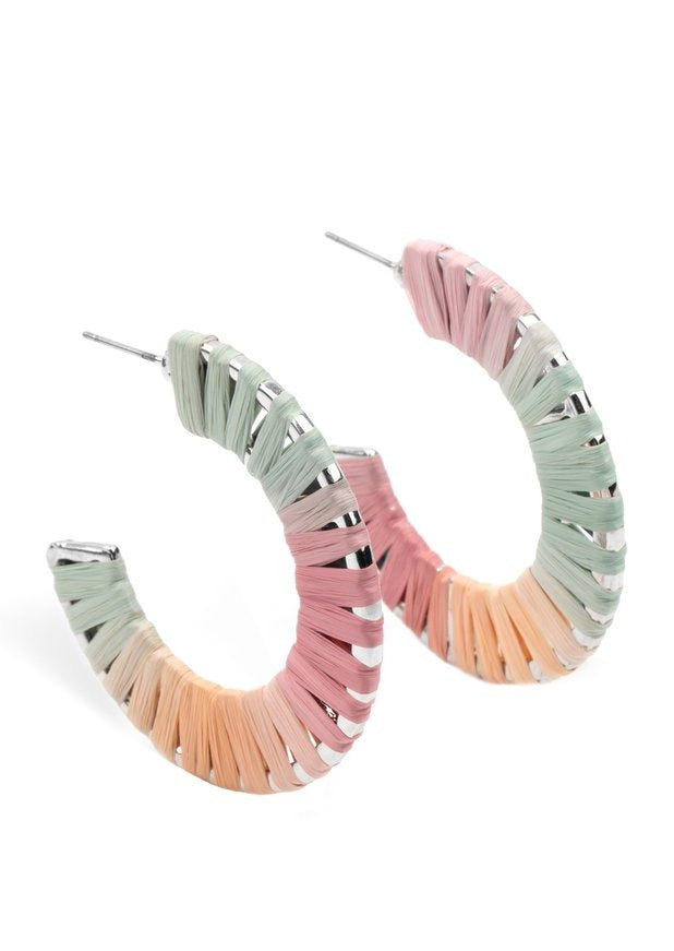 String Hoop Multicolored Earrings