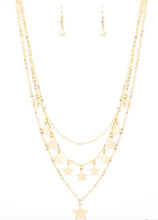 Load image into Gallery viewer, Americana Girl Gold Star Necklace and Earrings
