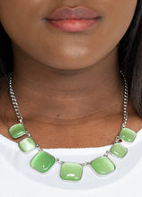 Load image into Gallery viewer, Aura Allure Green Cat&#39;s Eye Necklace and Earrings
