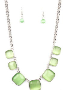 Aura Allure Green Cat's Eye Necklace and Earrings