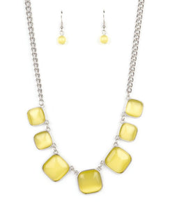 Aura Allure Yellow Cat's Eye Necklace and Earrings