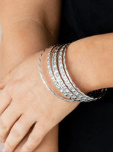 Load image into Gallery viewer, Back-To-Back Stacks Silver Bracelet
