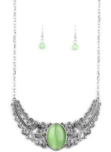 Celestial Eden Green Moonstone Necklace and Earrings