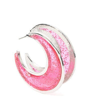 Load image into Gallery viewer, Charismatically Curvy Pink Hoop Earrings

