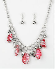 Load image into Gallery viewer, Chroma Drama Red Necklace and Earrings
