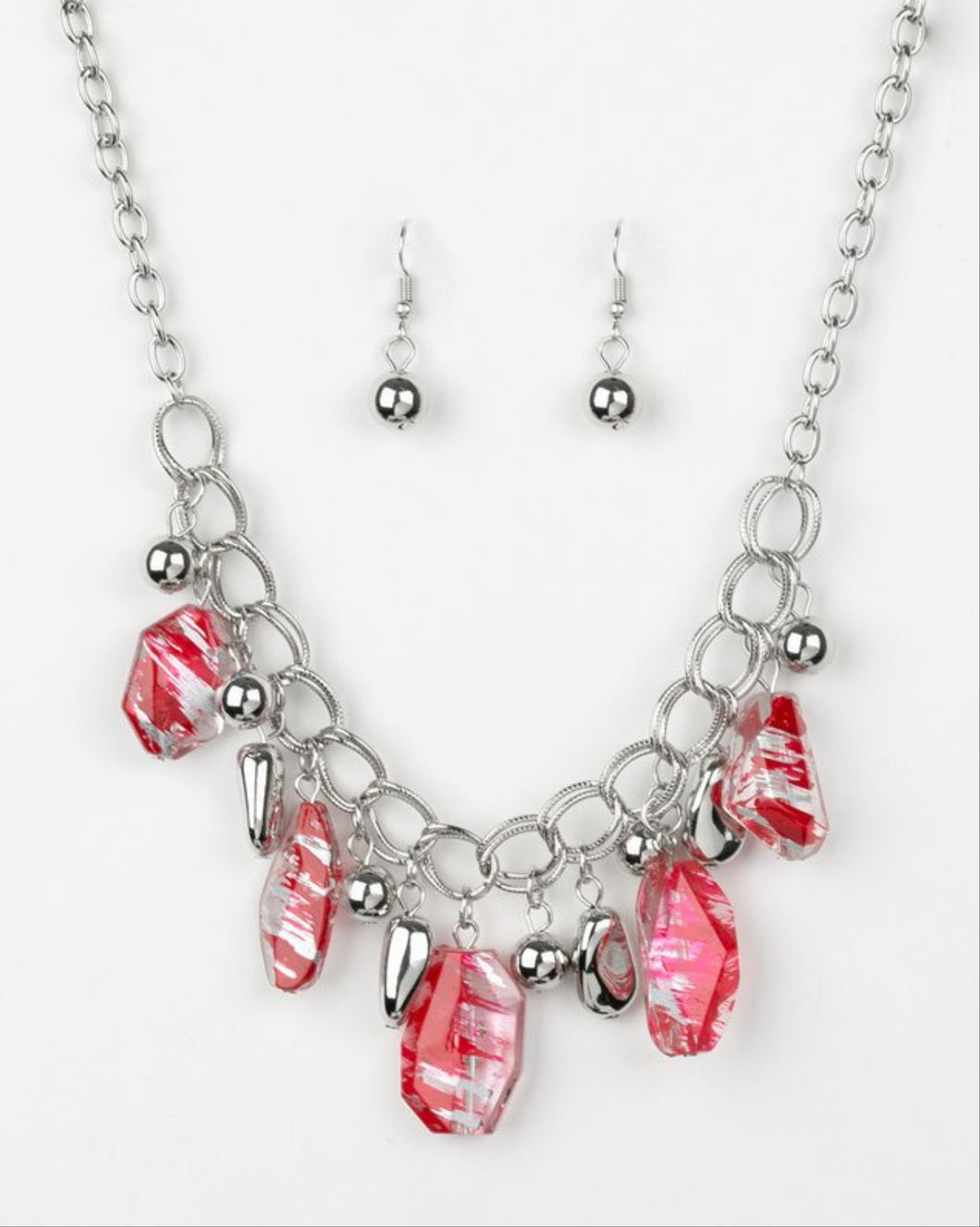 Chroma Drama Red Necklace and Earrings