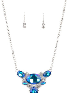 Cosmic Coronation Blue Necklace and Earrings
