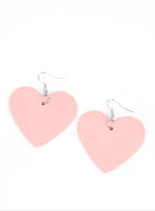 Country Crush Pink Leather Heart Earrings