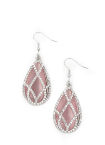 "Crawling With Couture" Pink Cat's Eye Earrings