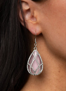 "Crawling With Couture" Pink Cat's Eye Earrings