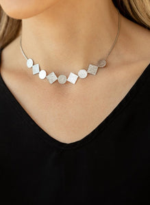 Don't Get Bent Out Of Shape Silver Choker Necklace and Earrings
