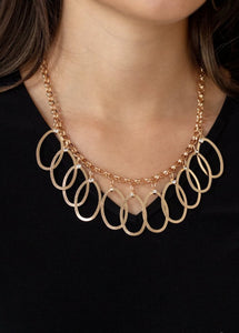 Double OVAL-time Gold Necklace and Earrings