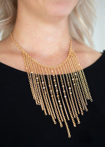 First Class Fringe Gold Necklace and Earrings