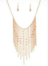 Load image into Gallery viewer, First Class Fringe Gold Necklace and Earrings
