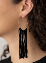 Load image into Gallery viewer, Flauntable Fringe Gold and Black Earrings
