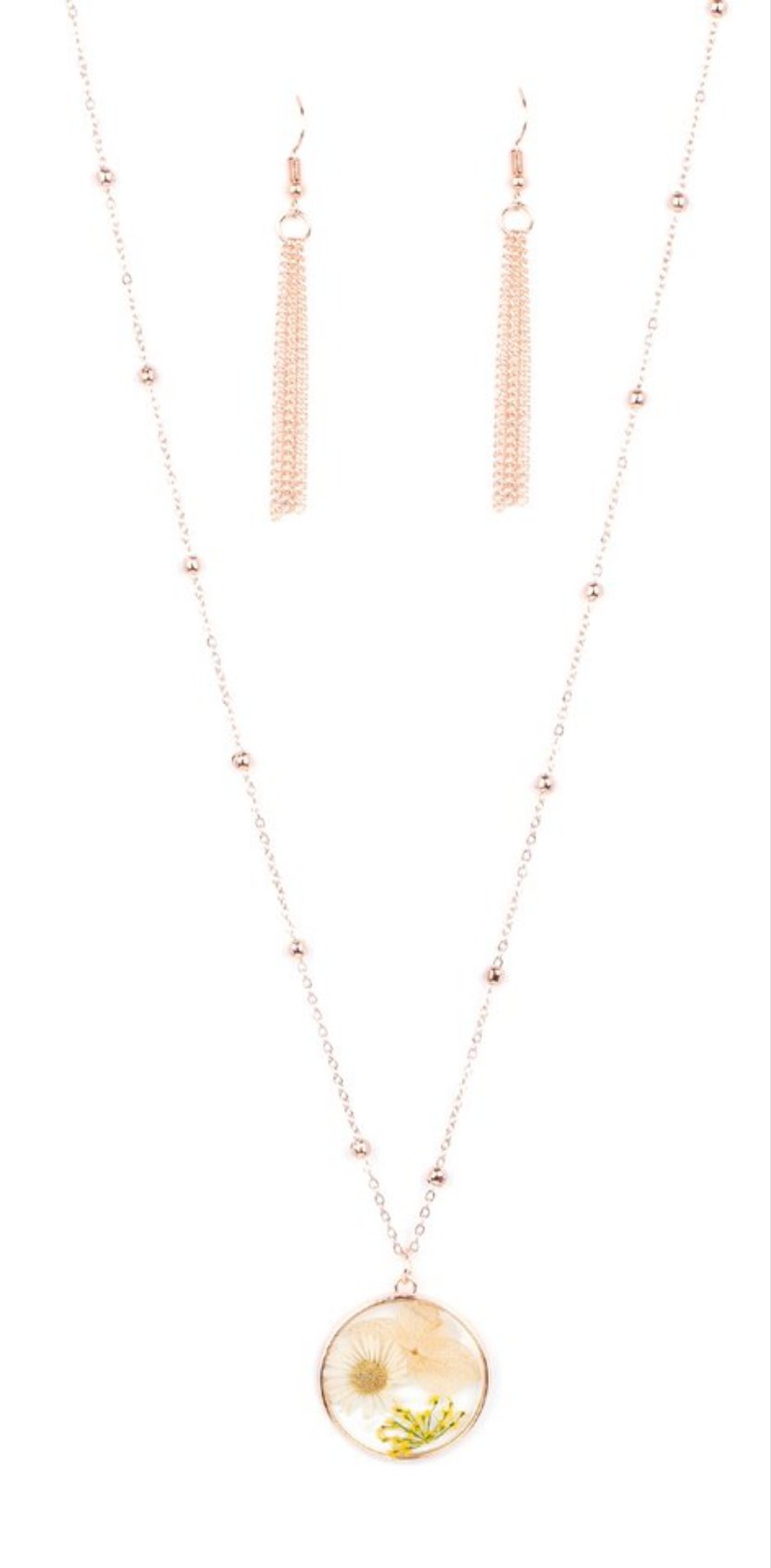 Floral Embrace Rose Gold Necklace and Earrings