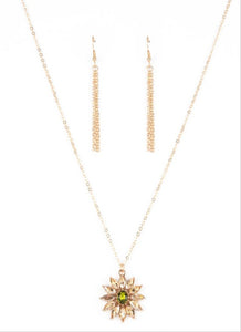 Formal Florals Gold Necklace and Earrings