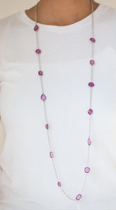 Glassy Glamorous Purple Necklace Earrings