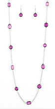 Load image into Gallery viewer, Glassy Glamorous Purple Necklace Earrings
