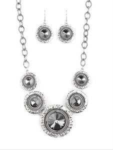 Global Glamour Silver and Bling Necklace and Earrings