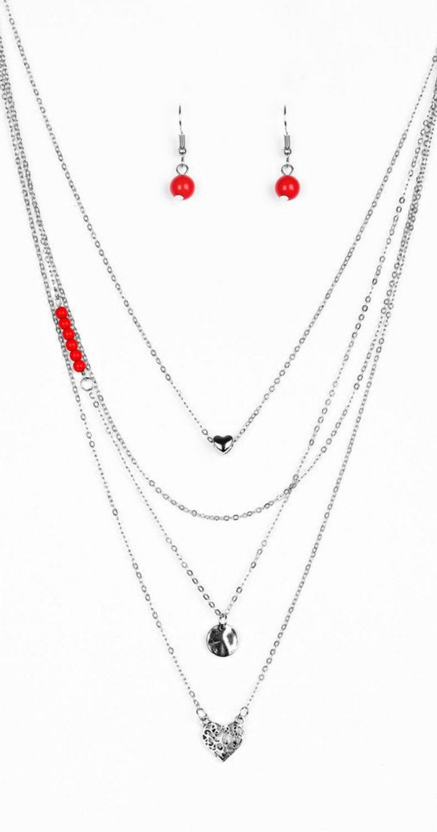 Gypsy Heart Red Necklace and Earrings