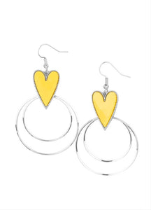 Happily Ever Hearts Yellow Earrings