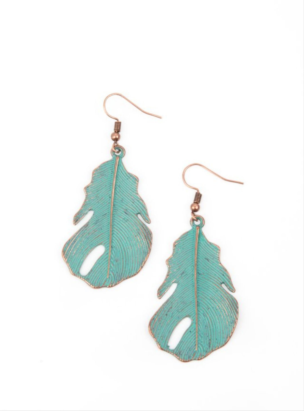 Heads QUILL Roll Blue and Copper Earrings