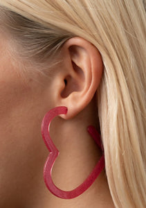 "Heart-Throbbing Twinkle" Pink Heart Earrings