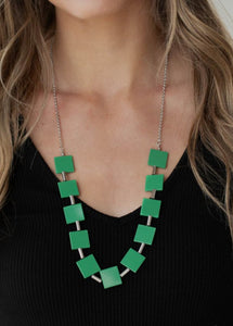 Hello, Material Girl Green Necklace and Earrings