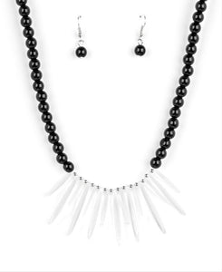Icy Intimidation Black Necklace and Earrings