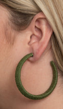 Load image into Gallery viewer, TWINE and Dine Olive Green Hoop Earrings
