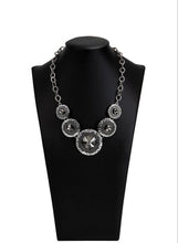 Load image into Gallery viewer, Global Glamour Silver and Bling Necklace and Earrings
