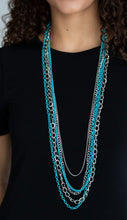 Load image into Gallery viewer, Industrial Vibrance Blue Necklace and Earrings
