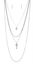 Load image into Gallery viewer, Key Keynote Pink Necklace and Earrings
