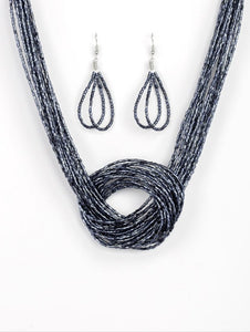 Knotted Knockout Blue Necklace and Earrings
