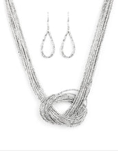 Load image into Gallery viewer, Knotted Knockout Silver Necklace and Earrings
