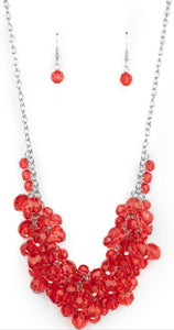 Let The Festivities Begin Red Necklace and Earrings