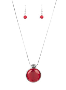 Look Into My Aura Red Necklace and Earrings