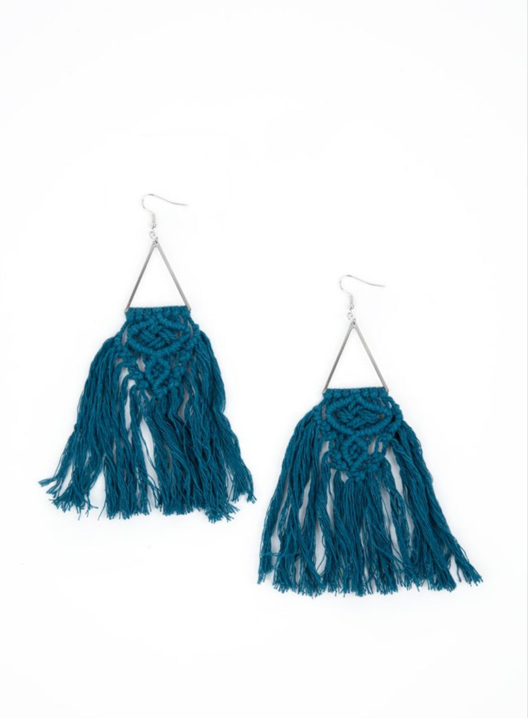 Modern Day Macrame Blue Earrings